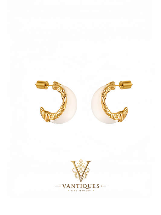 Crescent White Jade Earrings
