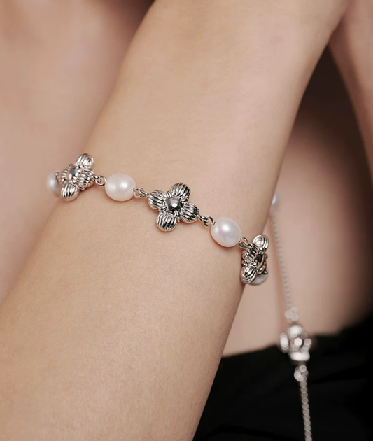 Five Pearl Cluster Bracelet