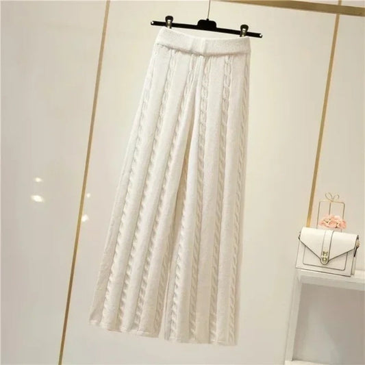 Textured Wide-Leg Pants