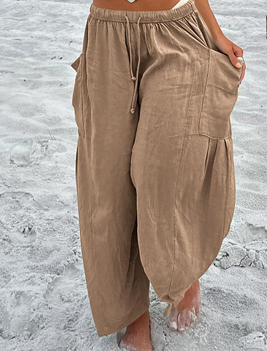 High-Rise Wide-Leg Drawstring Pants