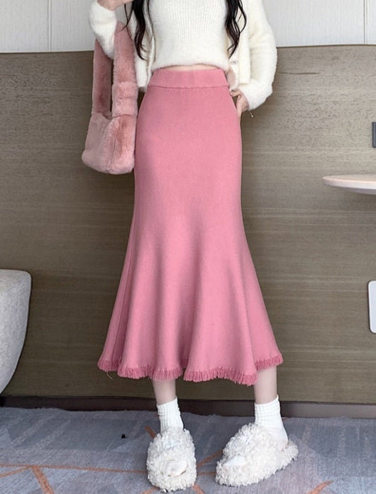 Elegant Flared Hem Midi Skirt
