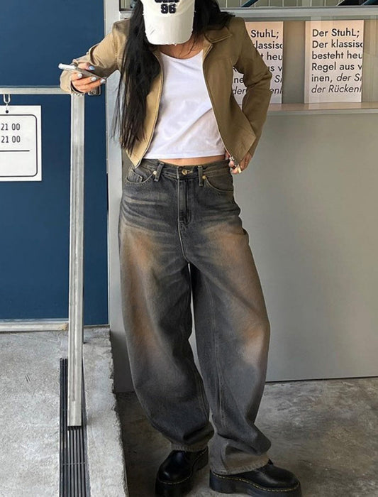 Distressed Straight-Leg Denim Pants