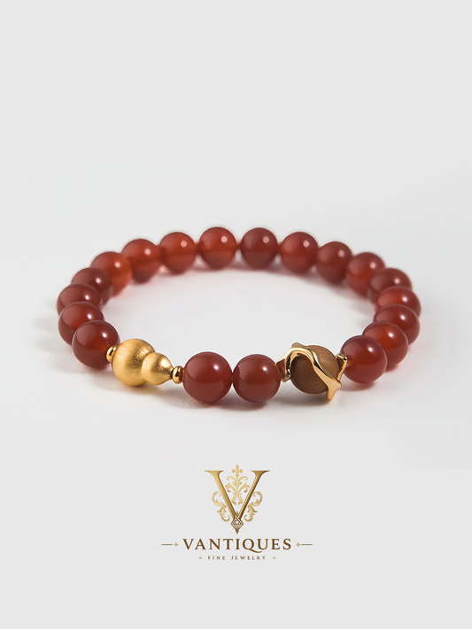 Red Agate Gourd Beaded Bracelet