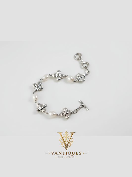 Five Pearl Cluster Bracelet