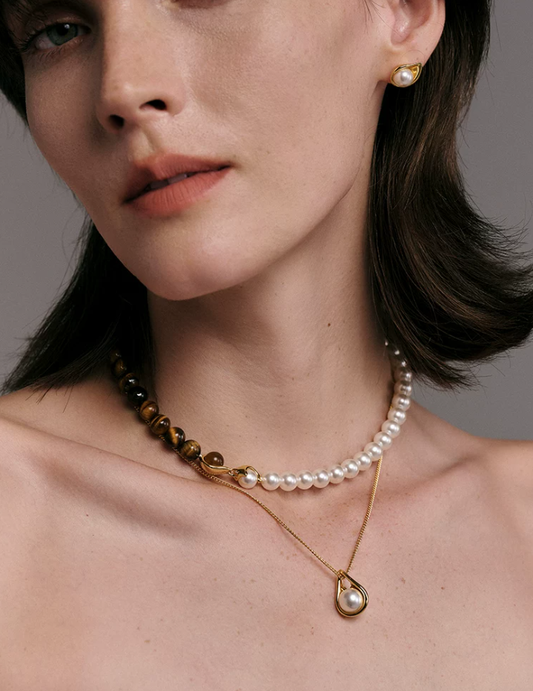 Twin Bead Cat’s Eye Choker Necklace