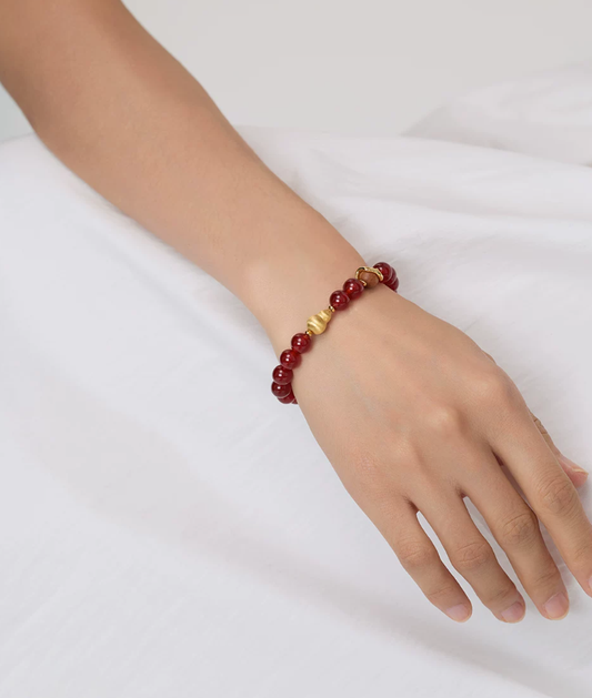 Red Agate Gourd Beaded Bracelet