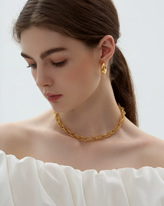 Artisan Oval Engraved Chain Necklace